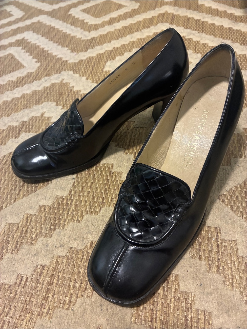 Bottega Veneta Black Woven Leather Loafers